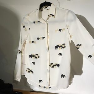 elephant button down blouse